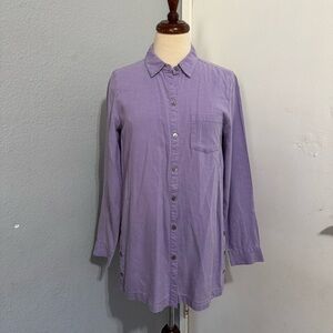 J. Jill Women Purple Collared Long Sleeves Button-Up Shirt Size S Light Weight